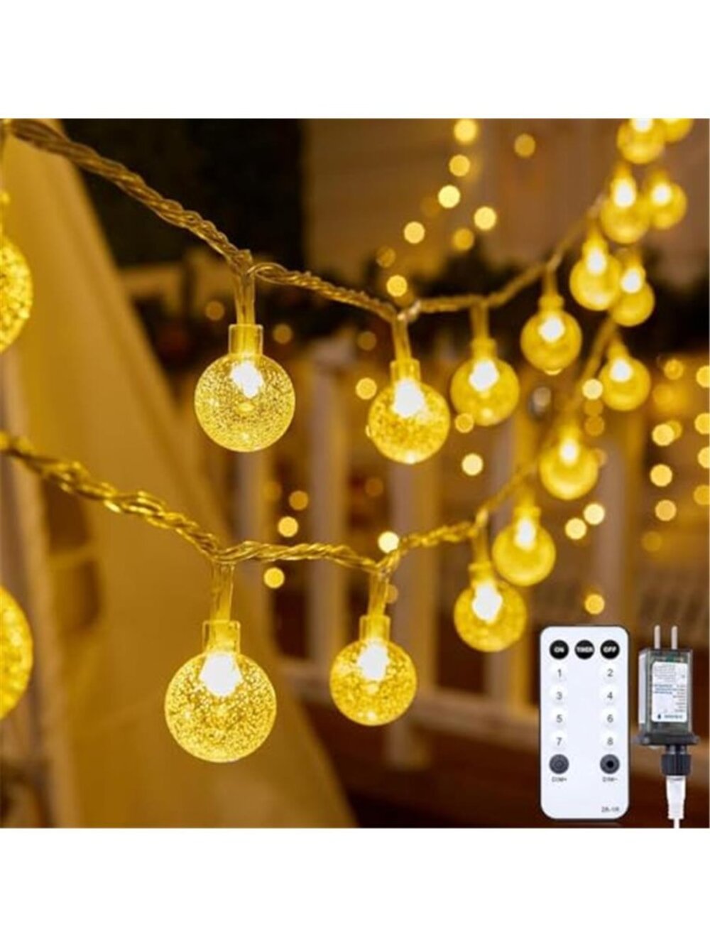 Globe String Lights - Plug in 33 ft 100 LED Crystal Globe Fairy Lights